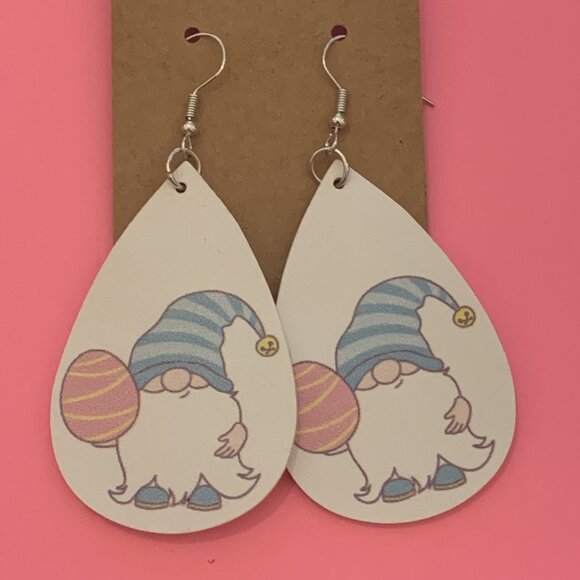 Easter Egg Earring, Easter Basket Gift, Gnome Dwarf Elf Easter Earring, Gift - Picture 1 of 4
